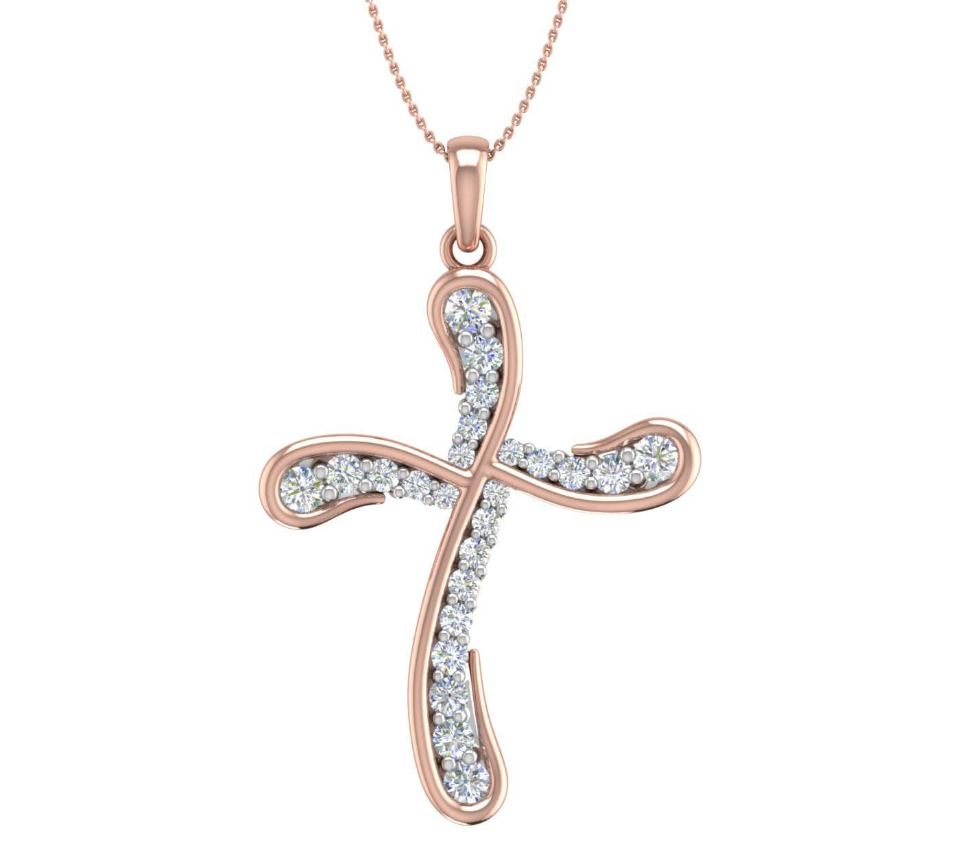 1/2 Carat Diamond Cross Pendant Necklace in Gold (Silver Chain Included)