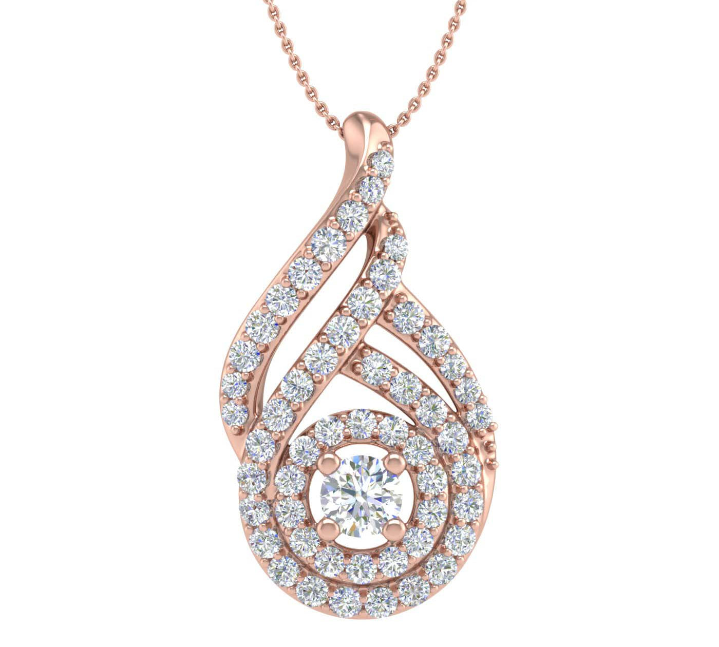 1/2 Carat Diamond Drop Pendant Necklace in Gold (Silver Chain Included)