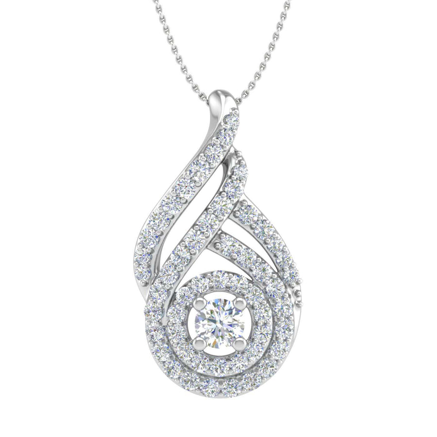 1/2 Carat Diamond Drop Pendant Necklace in Gold (Silver Chain Included)