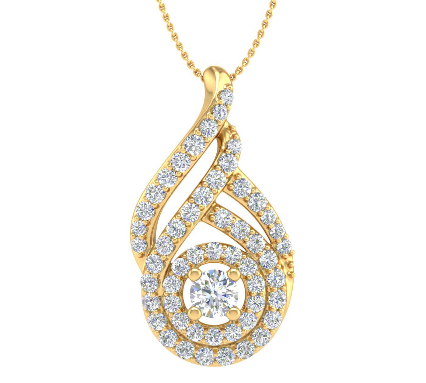 1/2 Carat Diamond Drop Pendant Necklace in Gold (Silver Chain Included)