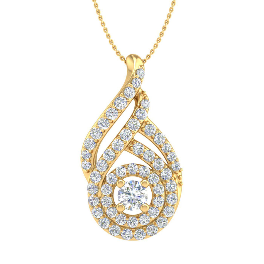 1/2 Carat Diamond Drop Pendant Necklace in Gold (Silver Chain Included) - IGI Certified