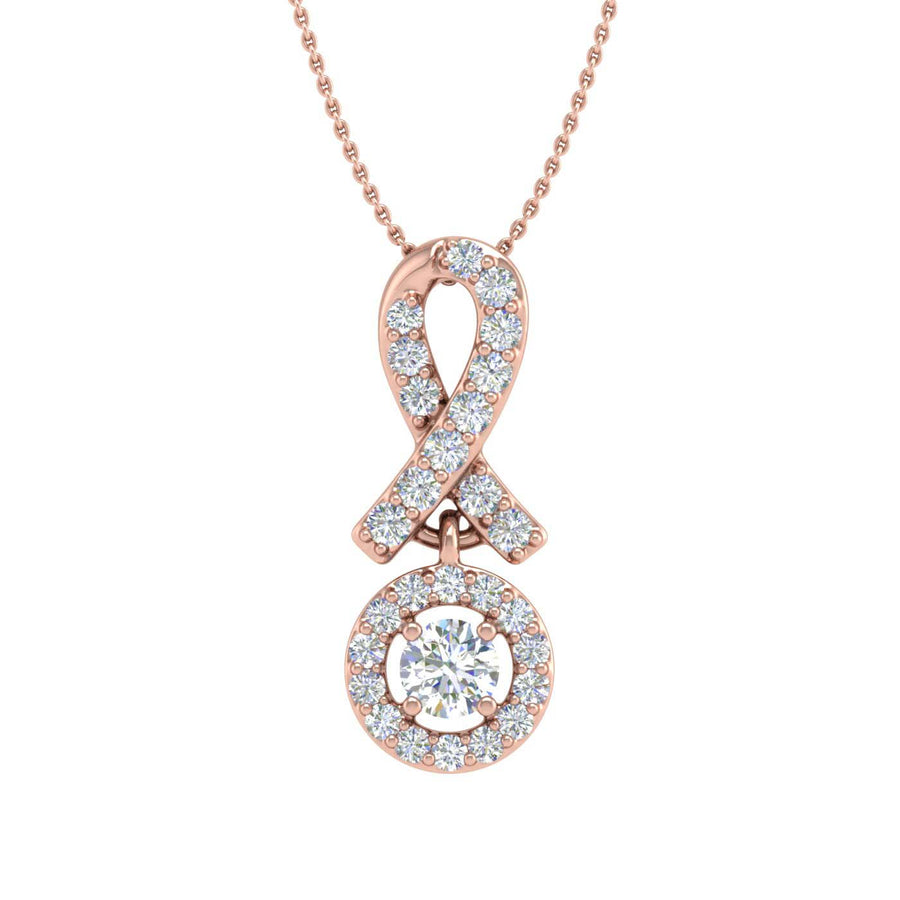1/4 Carat Diamond Circle Drop Pendant Necklace in Gold (Silver Chain Included) - IGI Certified