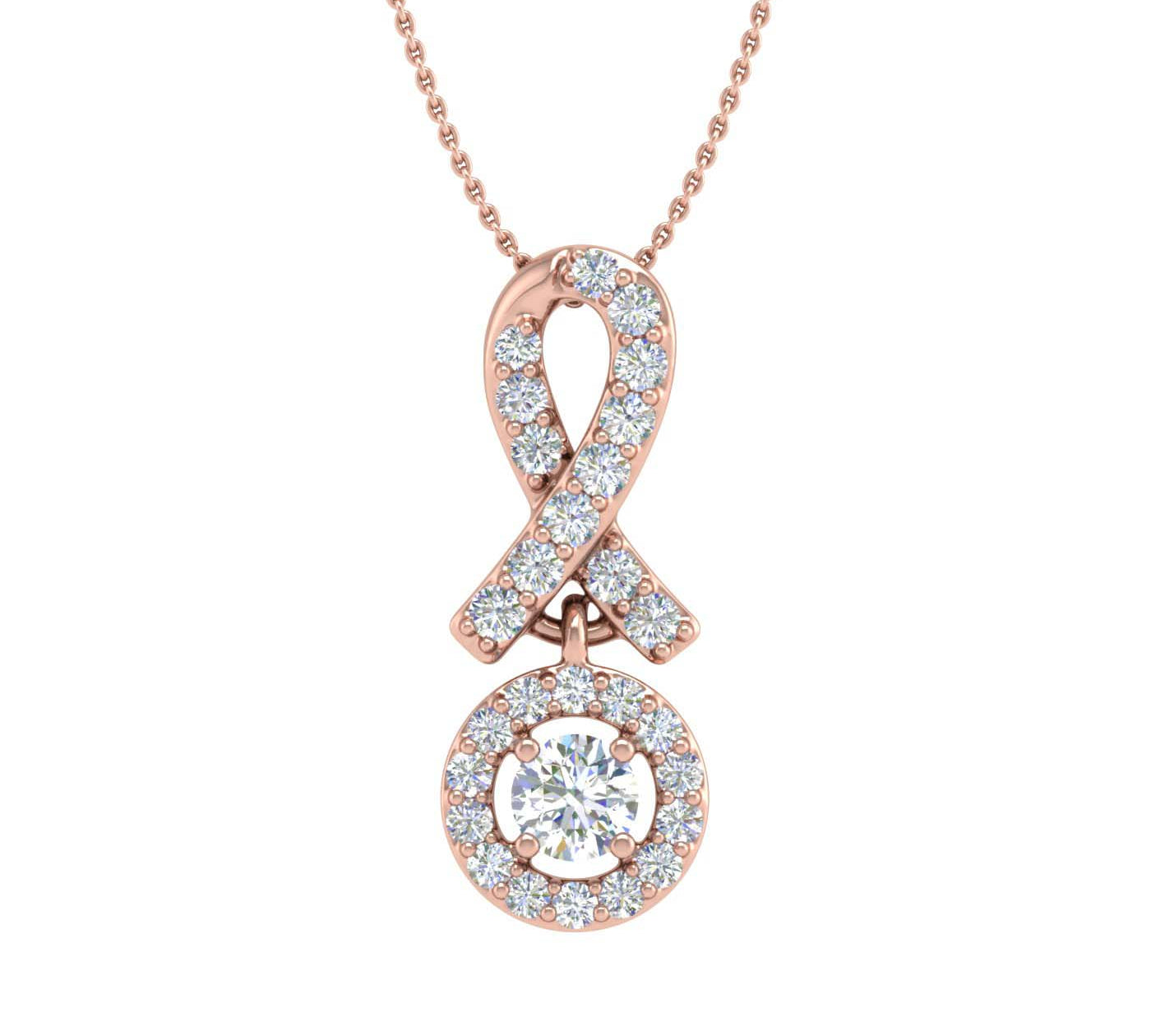 1/4 Carat Diamond Circle Drop Pendant Necklace in Gold (Silver Chain Included)