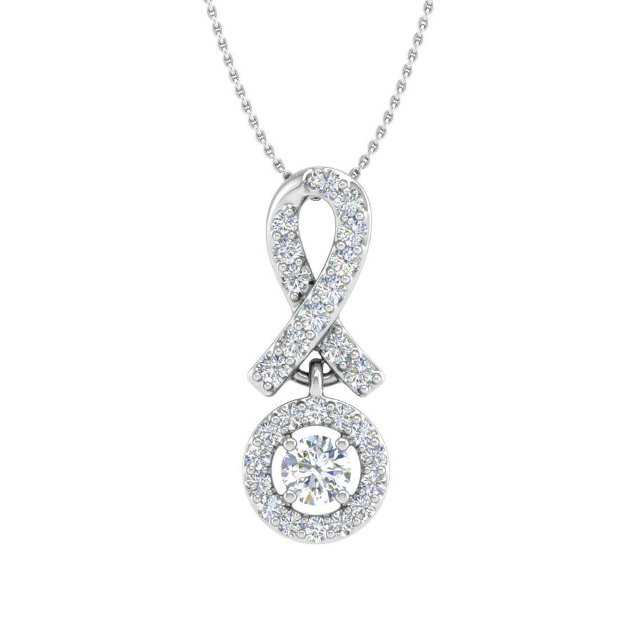 1/4 Carat Diamond Circle Drop Pendant Necklace in Gold (Silver Chain Included)