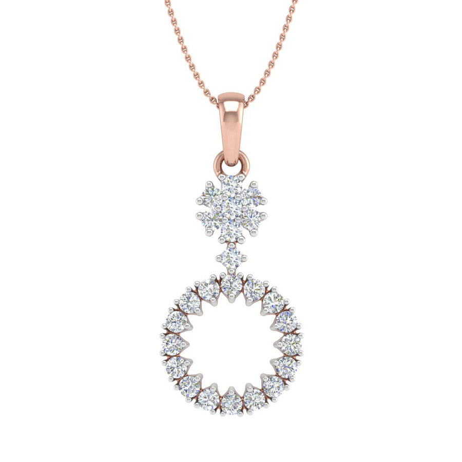 1/3 Carat Diamond Circle Solitaire Pendant Necklace in Gold (Silver Chain Included) - IGI Certified