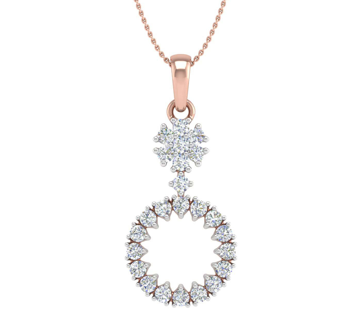 1/3 Carat Diamond Circle Solitaire Pendant Necklace in Gold (Silver Chain Included)