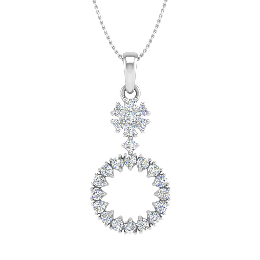 1/3 Carat Diamond Circle Solitaire Pendant Necklace in Gold (Silver Chain Included) - IGI Certified