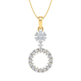 1/3 Carat Diamond Circle Solitaire Pendant Necklace in Gold (Silver Chain Included) - IGI Certified