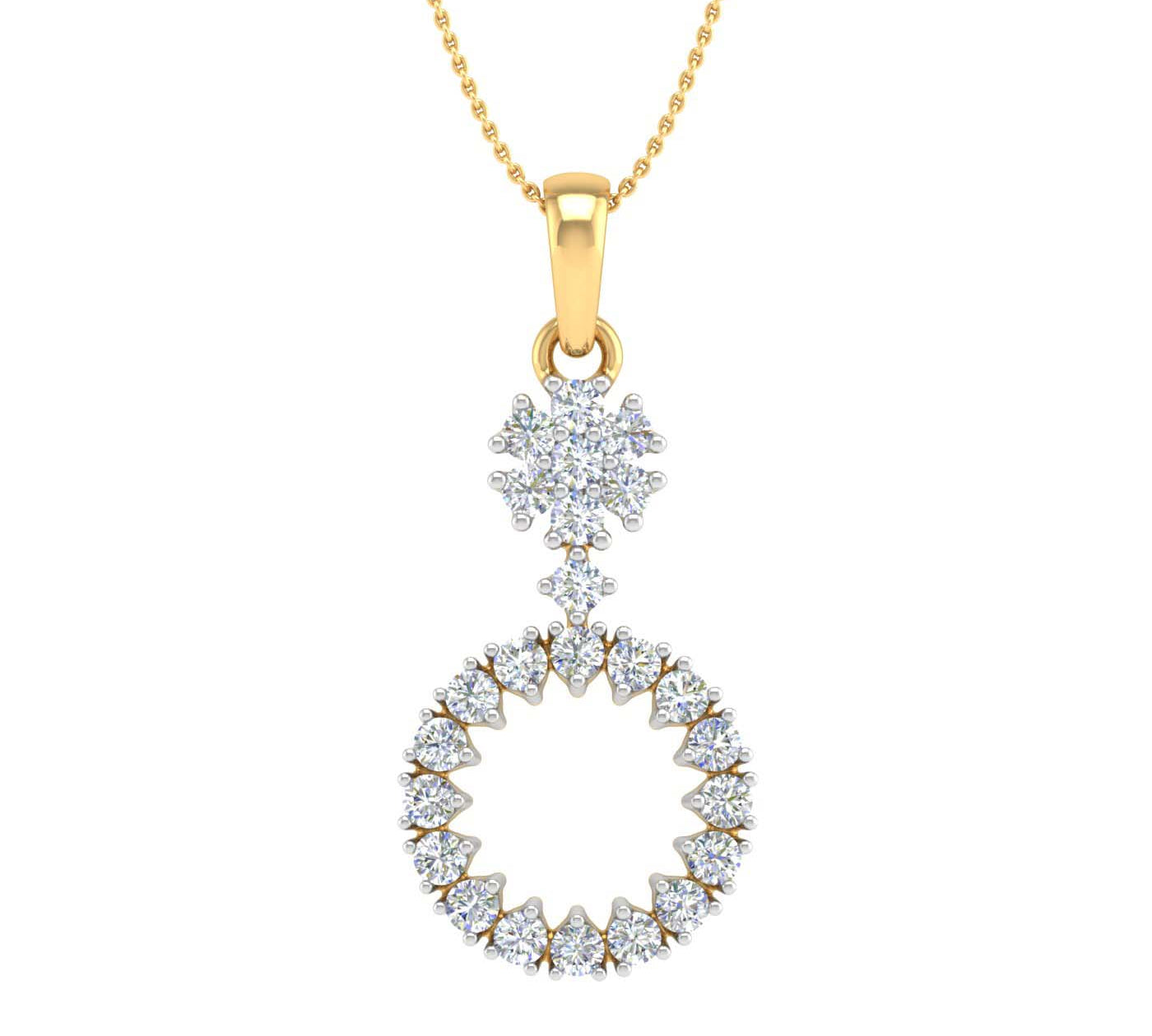 1/3 Carat Diamond Circle Solitaire Pendant Necklace in Gold (Silver Chain Included)