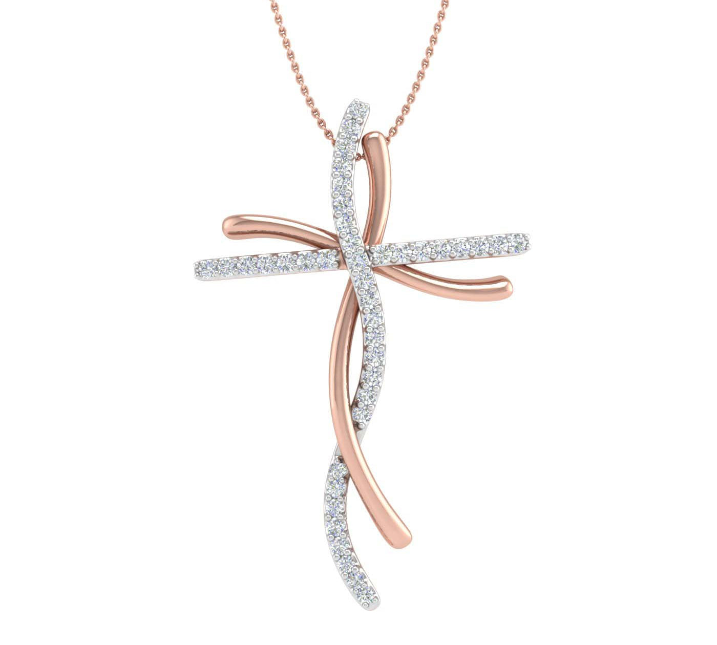1/5 Carat Diamond Cross Pendant Necklace in Gold (Silver Chain Included)