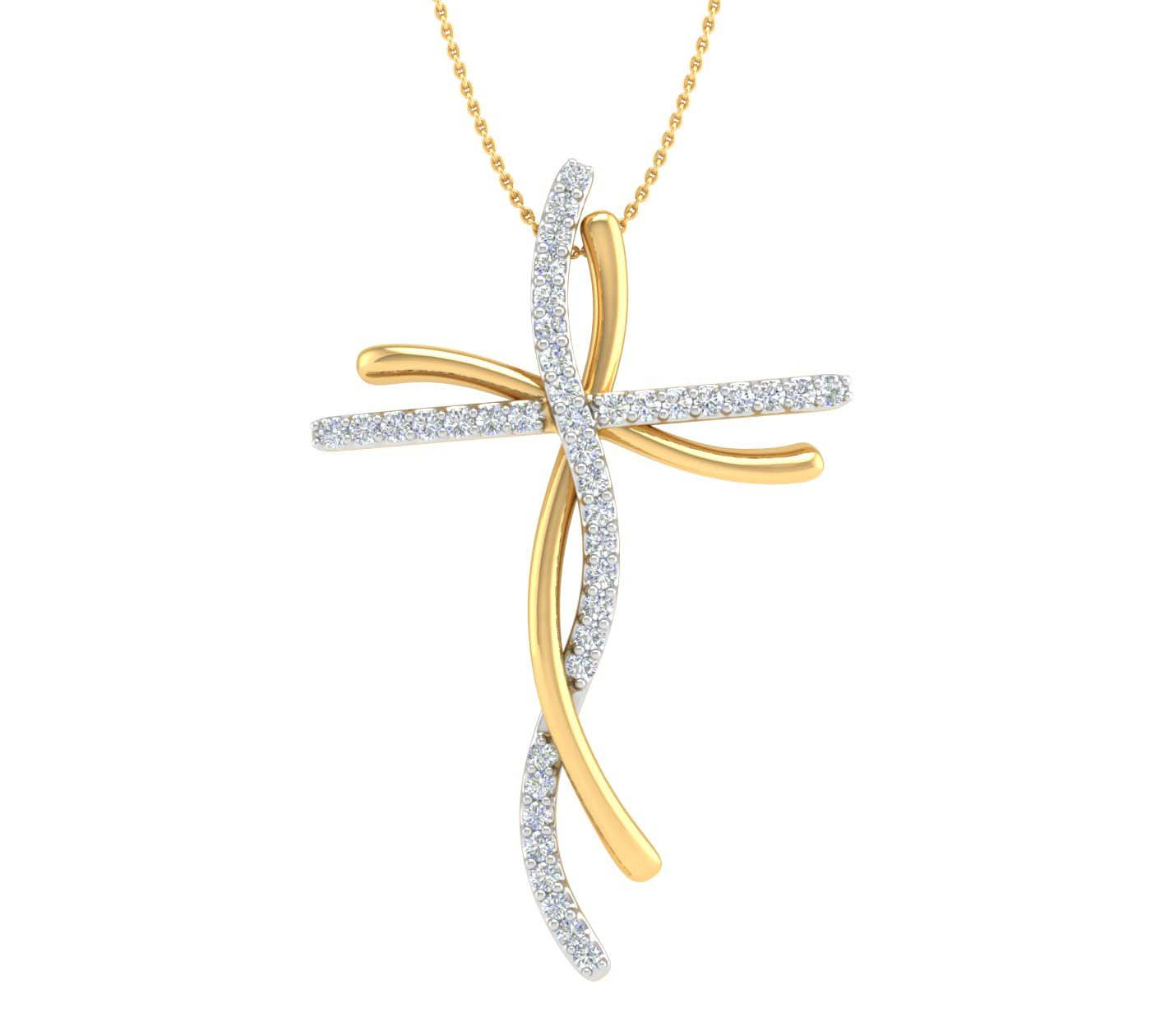 1/5 Carat Diamond Cross Pendant Necklace in Gold (Silver Chain Included)