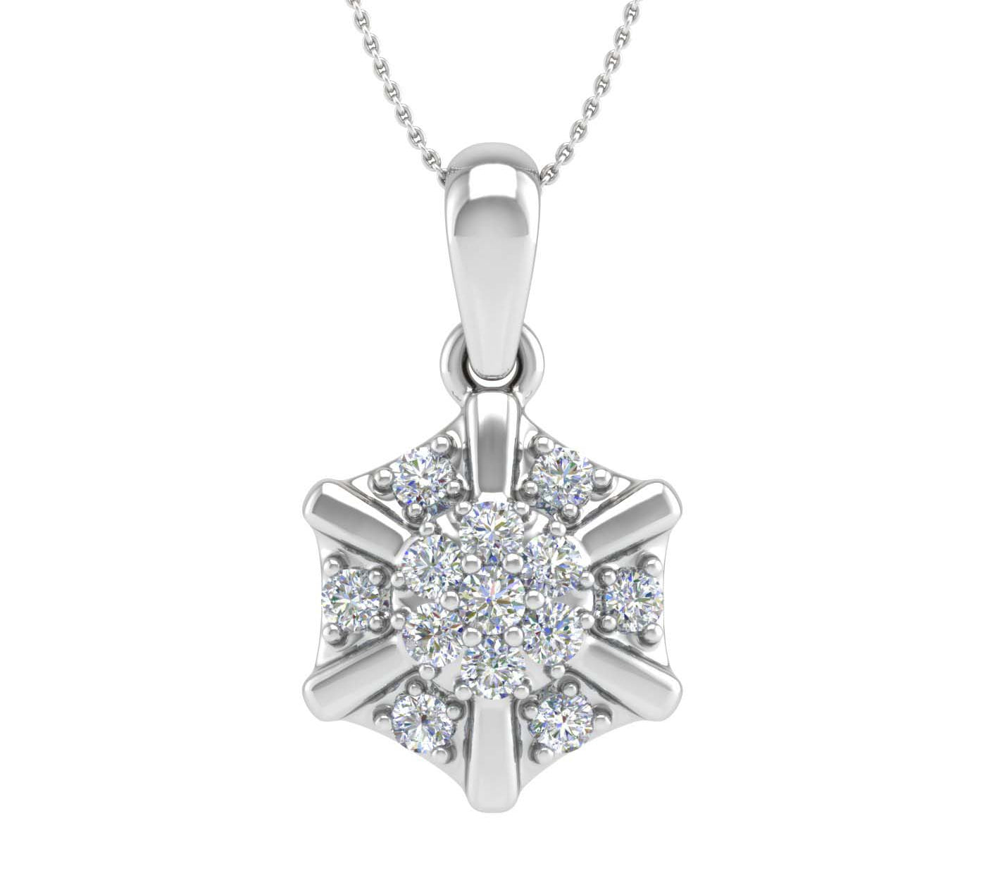 1/4 Carat Diamond Cluster Pendant Necklace in Gold