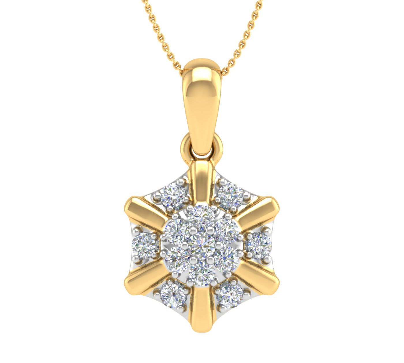 1/4 Carat Diamond Cluster Pendant Necklace in Gold (Silver Chain Included)