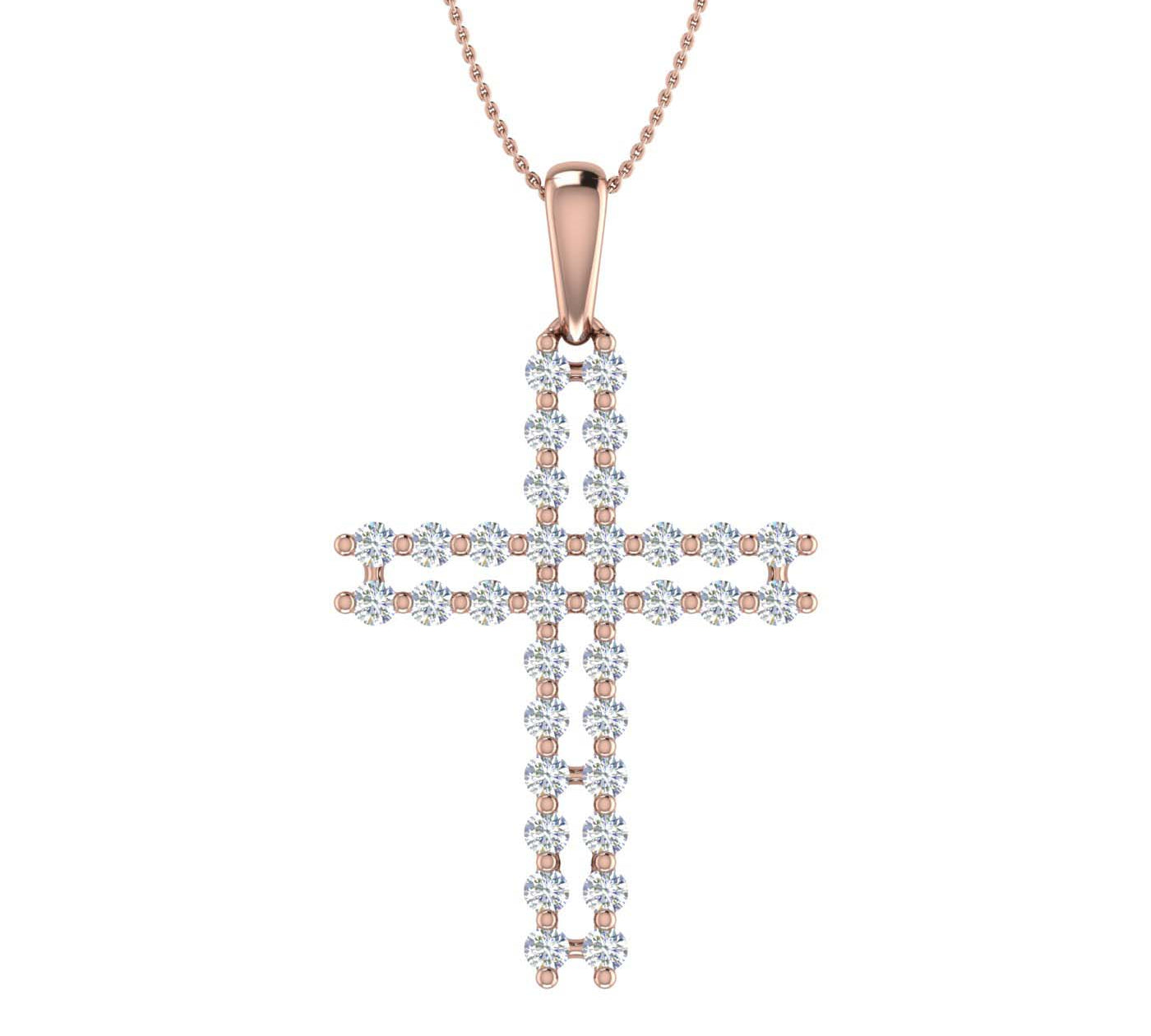 1/2 Carat Diamond Cross Pendant Necklace in Gold (Silver Chain Included)