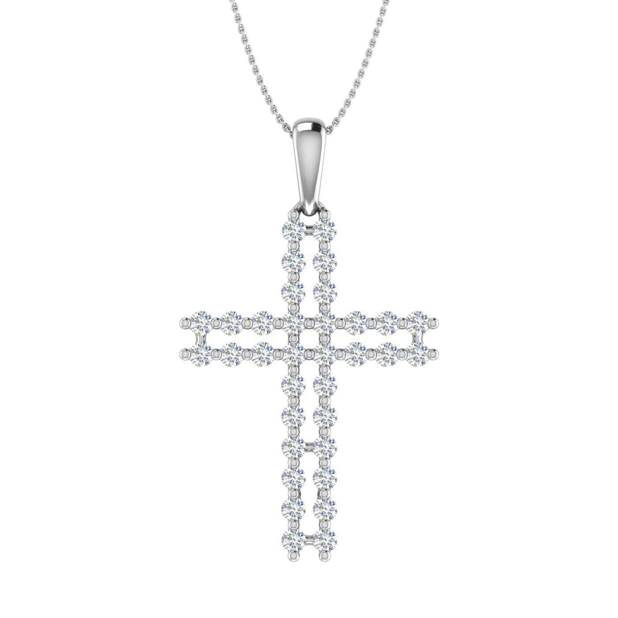 1/2 Carat Diamond Cross Pendant Necklace in Gold (Silver Chain Included)