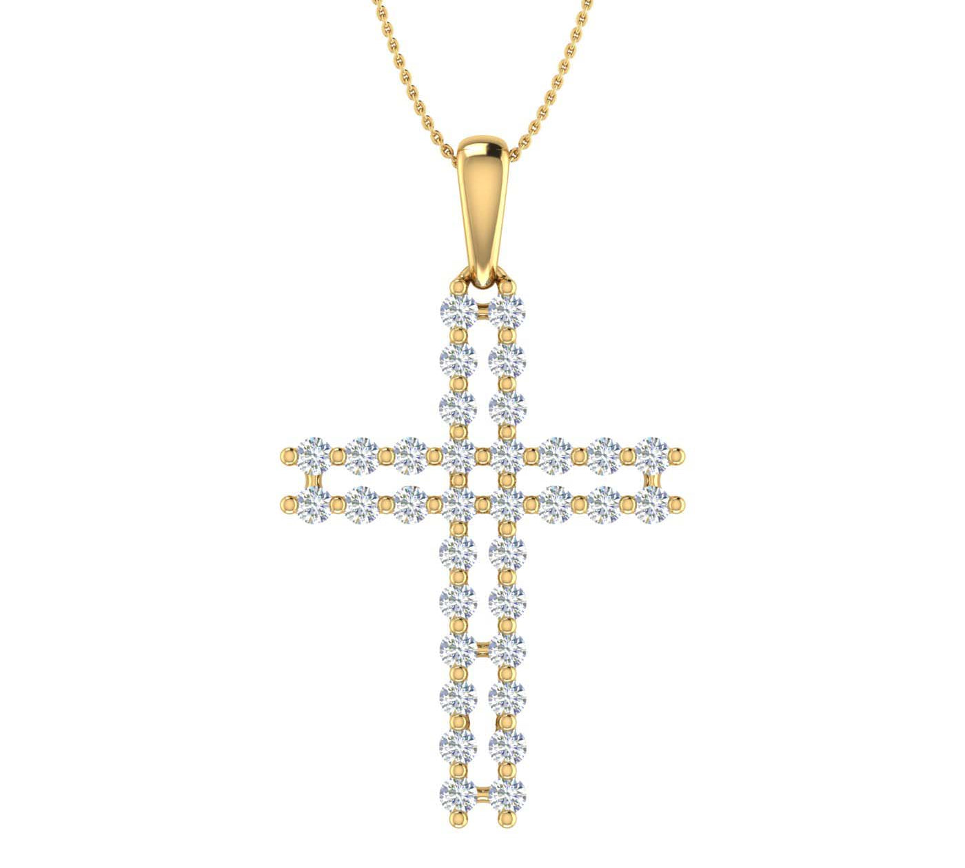 1/2 Carat Diamond Cross Pendant Necklace in Gold (Silver Chain Included)