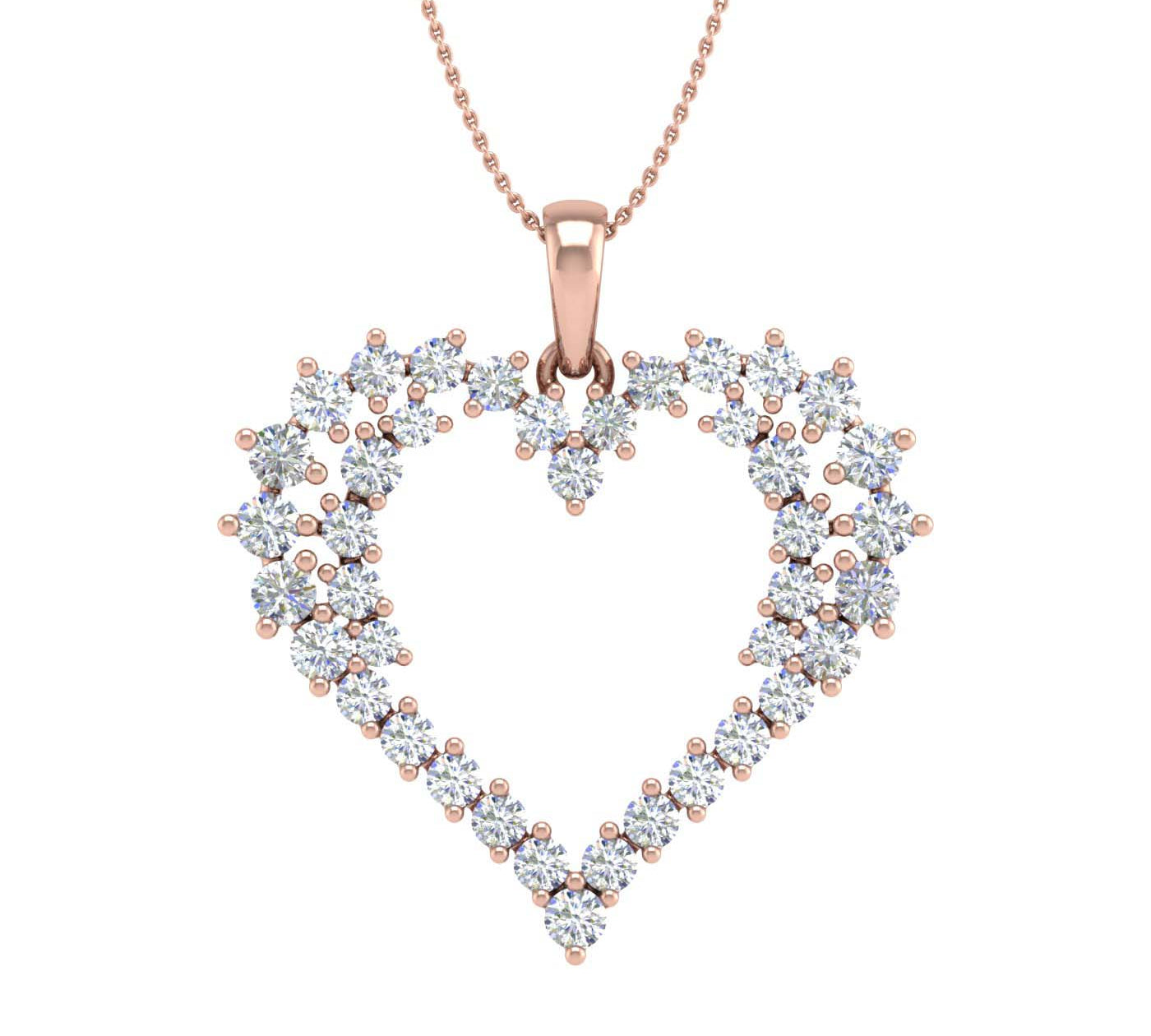 1 Carat Diamond Heart Pendant Necklace in Gold (Silver Chain Included)