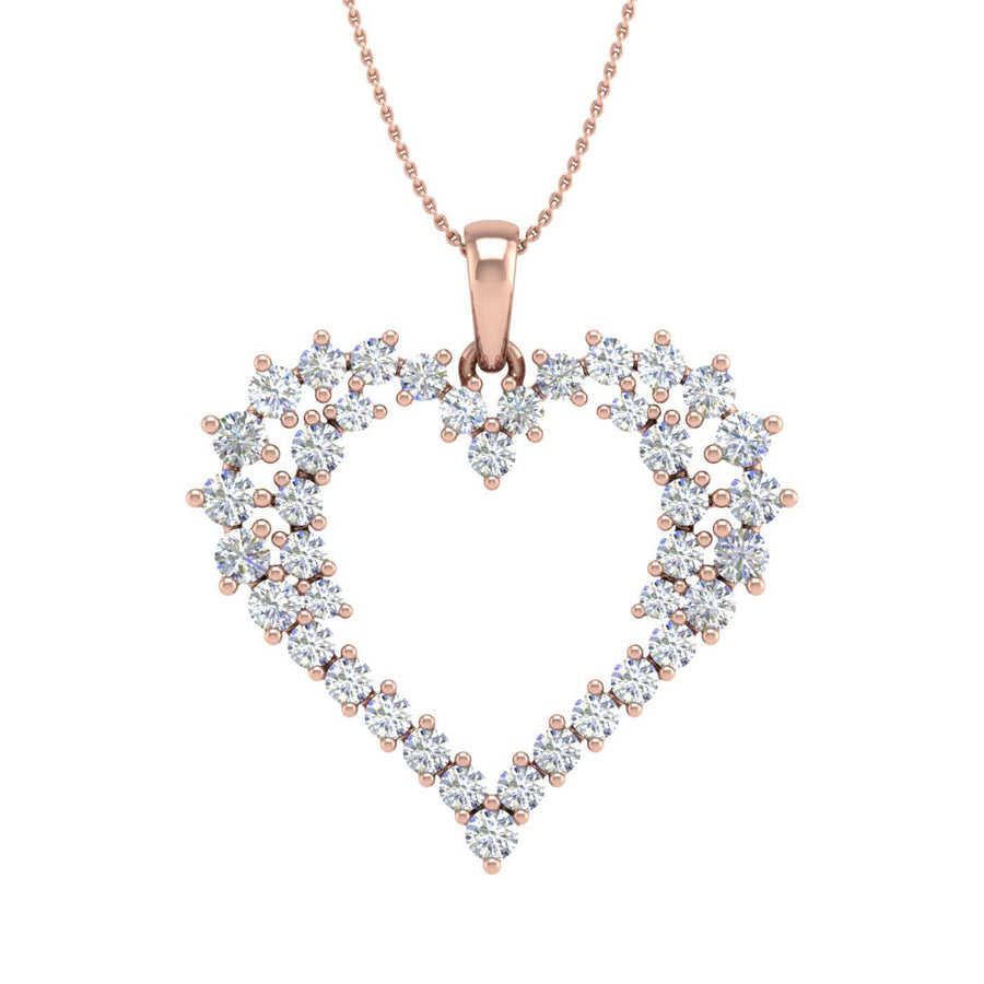 1 Carat Diamond Heart Pendant Necklace in Gold (Silver Chain Included)