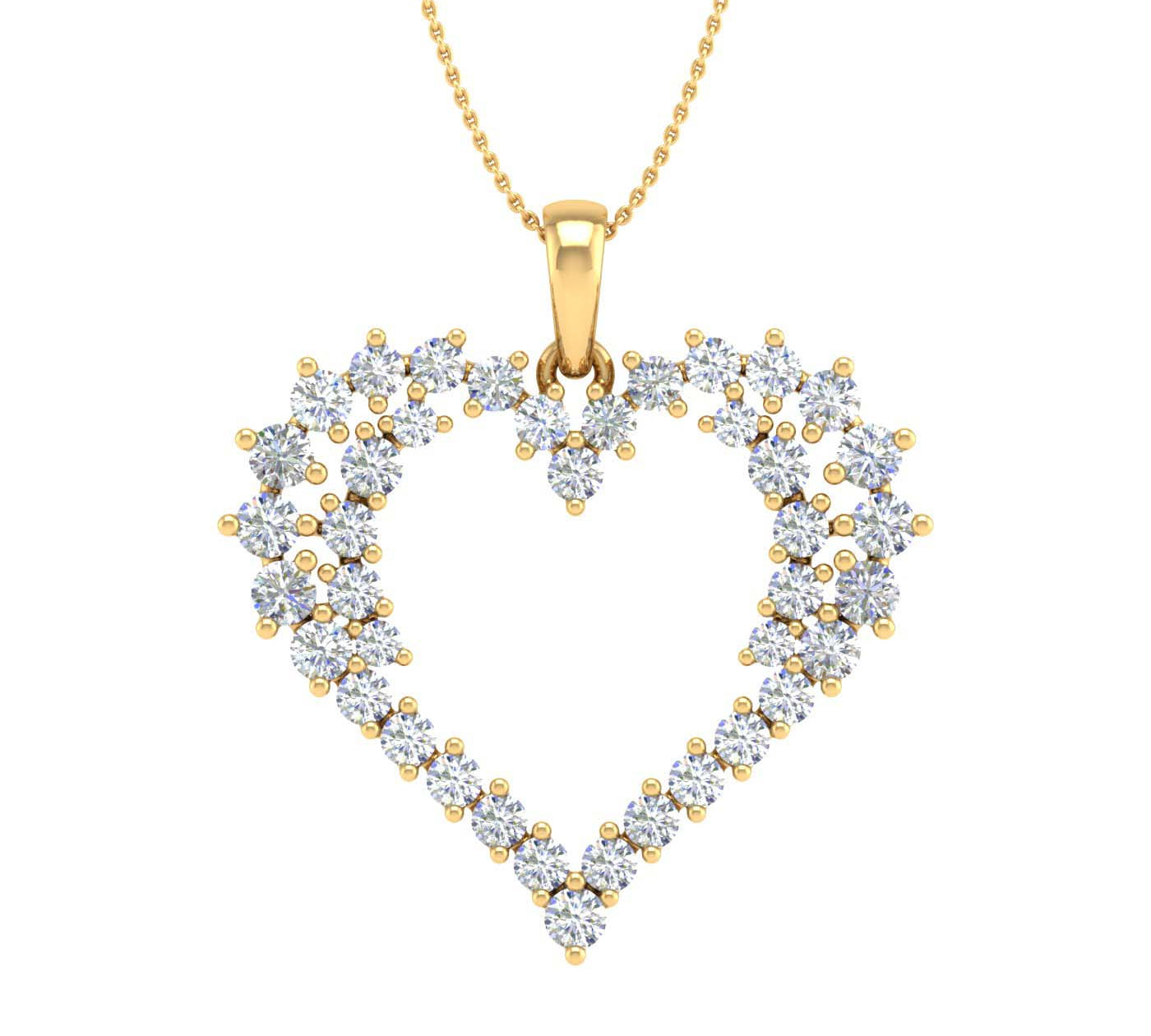 1 Carat Diamond Heart Pendant Necklace in Gold (Silver Chain Included)