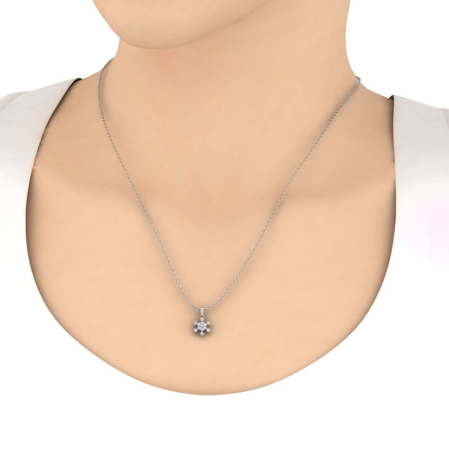 1/4 Carat Diamond Snowflake Pendant Necklace in Gold (Silver Chain Included)