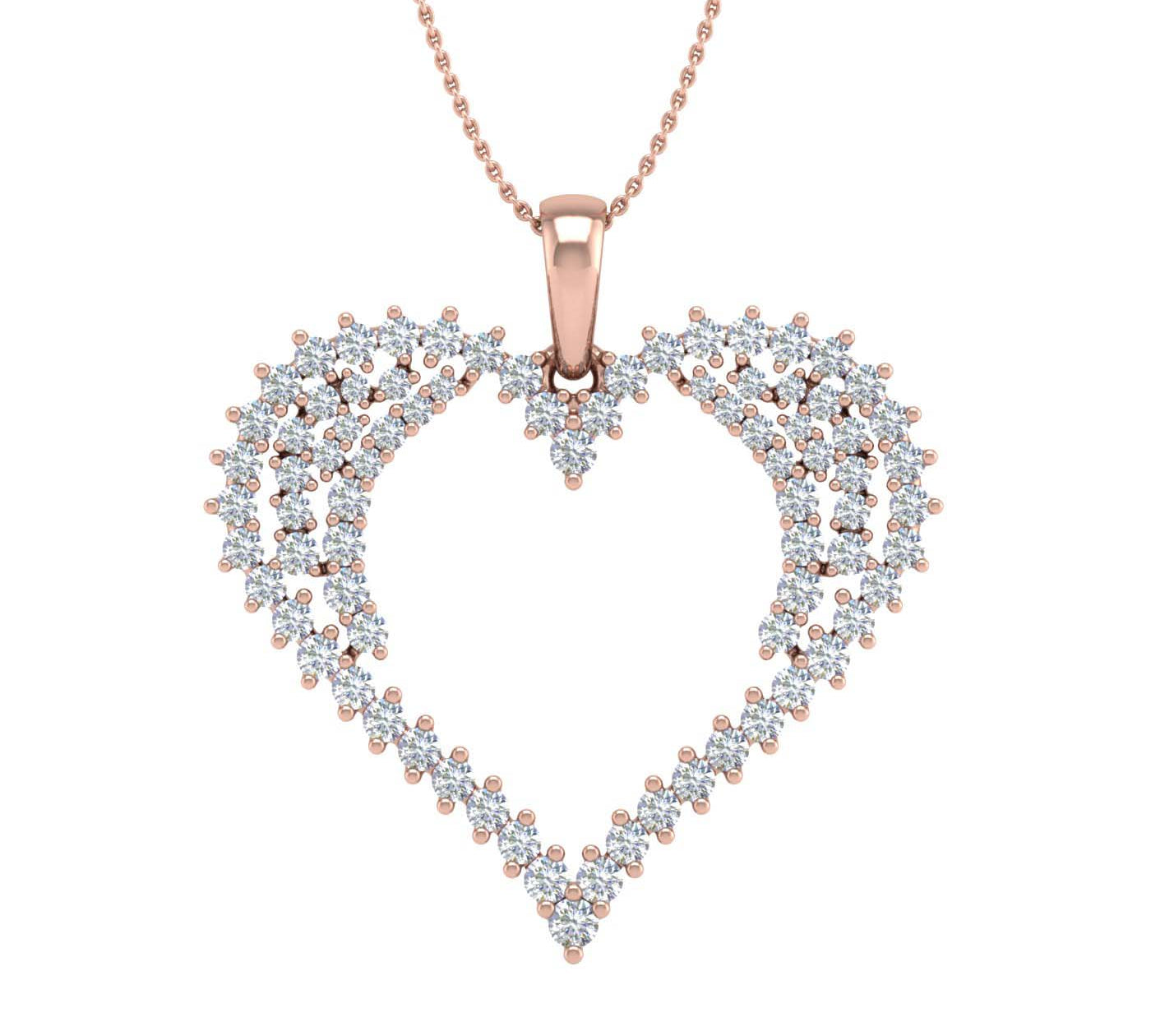 1/2 Carat Diamond Heart Pendant Necklace in Gold (Silver Chain Included)