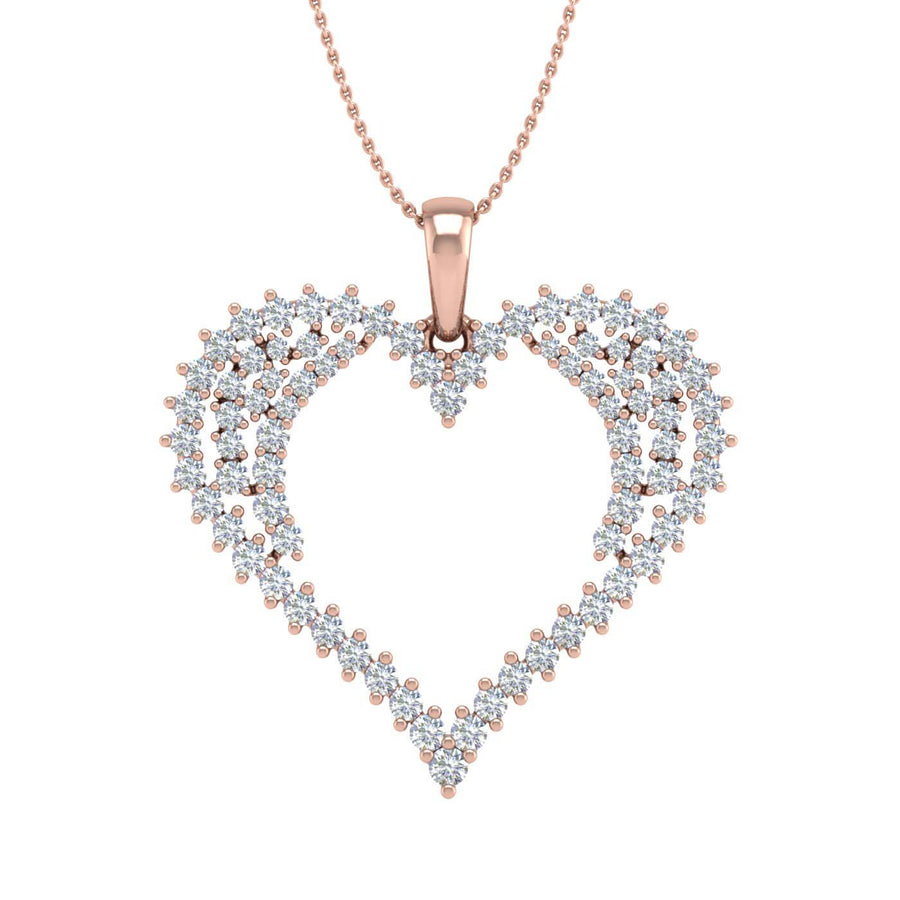 1/2 Carat Diamond Heart Pendant Necklace in Gold (Silver Chain Included)