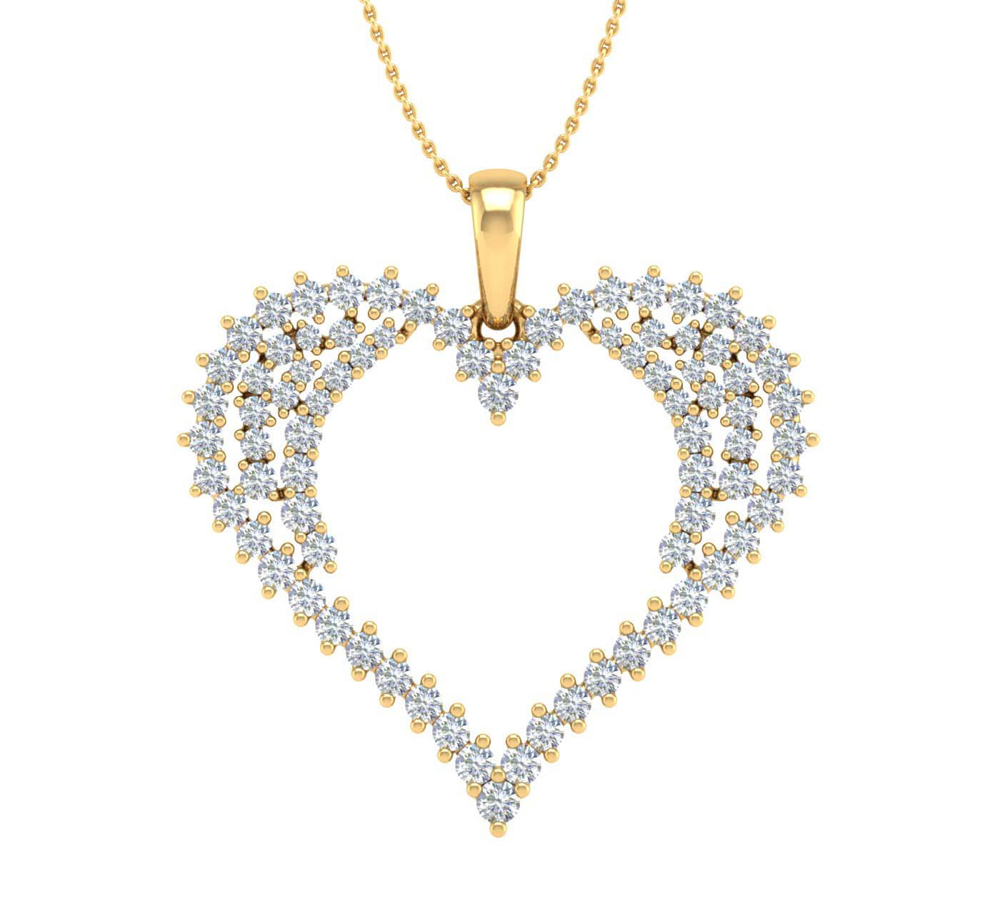 1/2 Carat Diamond Heart Pendant Necklace in Gold (Silver Chain Included)