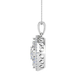 1/2 Carat Diamond Cluster Pendant Necklace in Gold (Silver Chain Included)