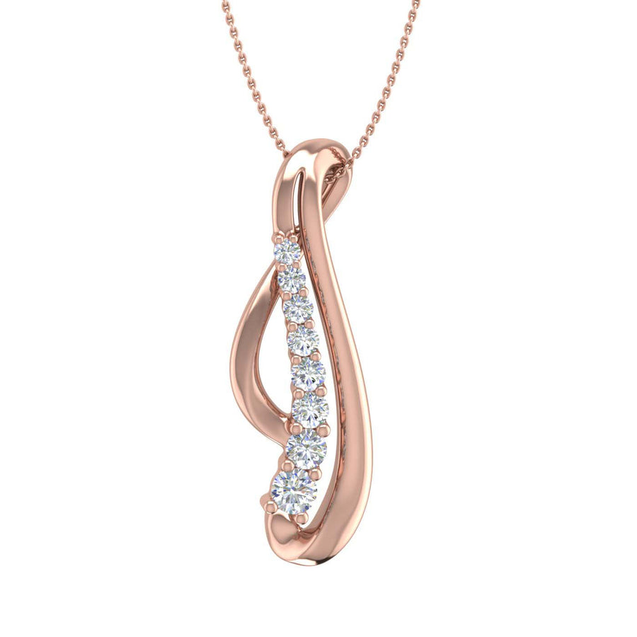 1/5 Carat Diamond Journey Pendant Necklace in Gold (Silver Chain Included)