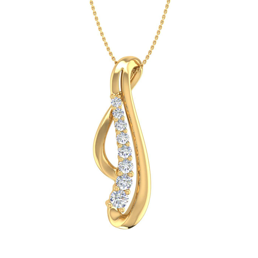 1/5 Carat Diamond Journey Pendant Necklace in Gold (Silver Chain Included) - IGI Certified