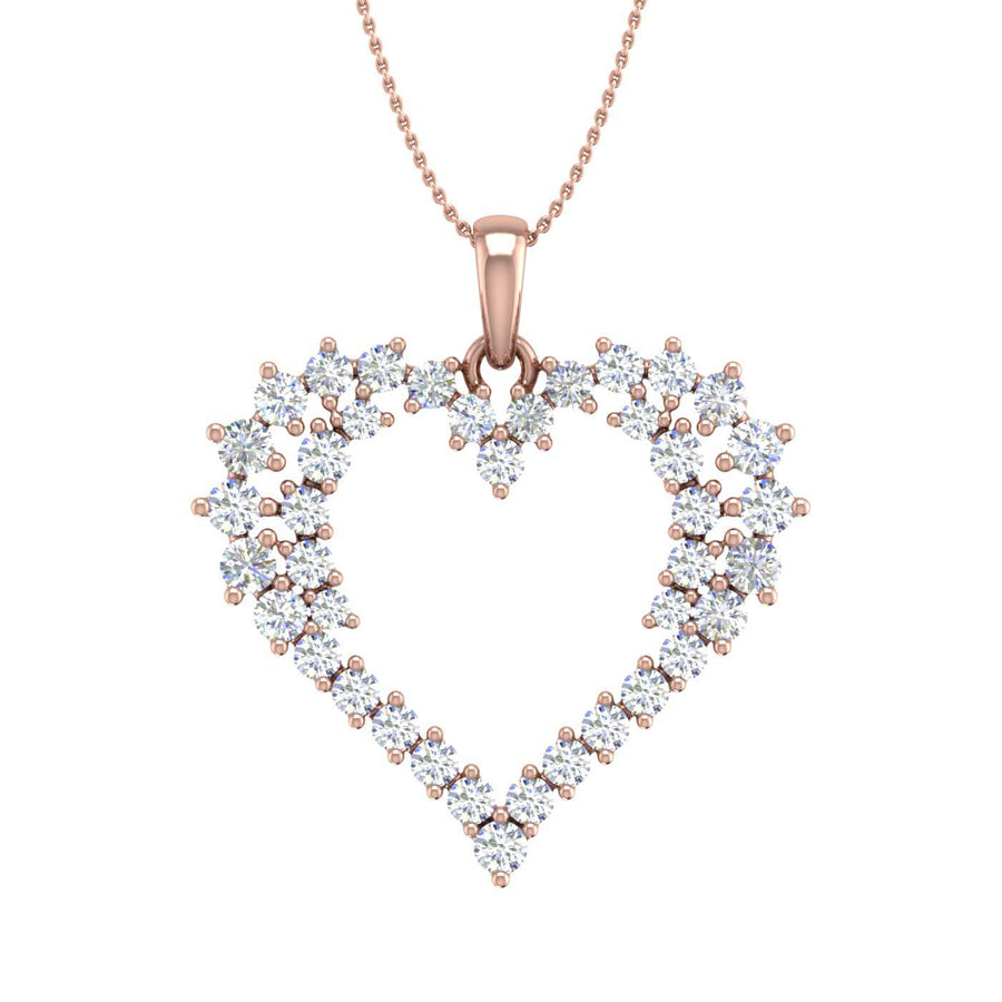1 Carat Diamond Heart Pendant Necklace in Gold (Silver Chain Included) - IGI Certified