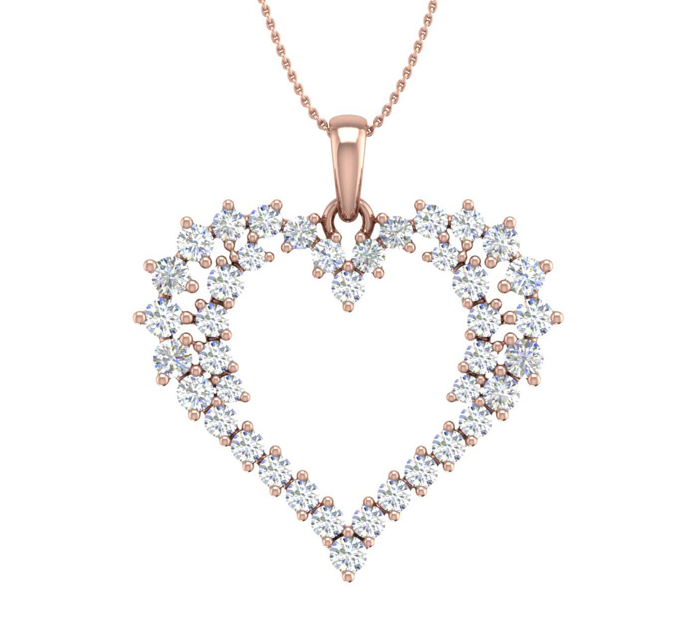 1 Carat Diamond Heart Pendant Necklace in Gold (Silver Chain Included)