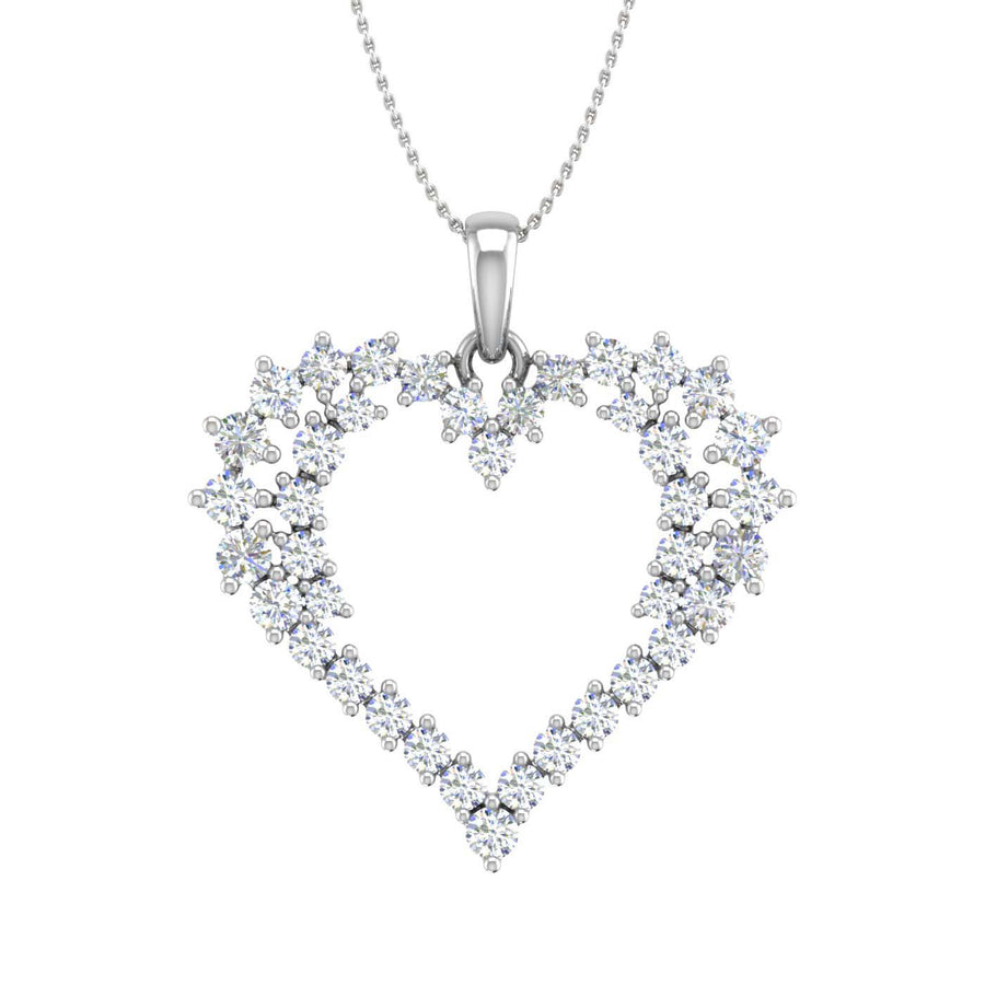 1 Carat Diamond Heart Pendant Necklace in Gold (Silver Chain Included) - IGI Certified