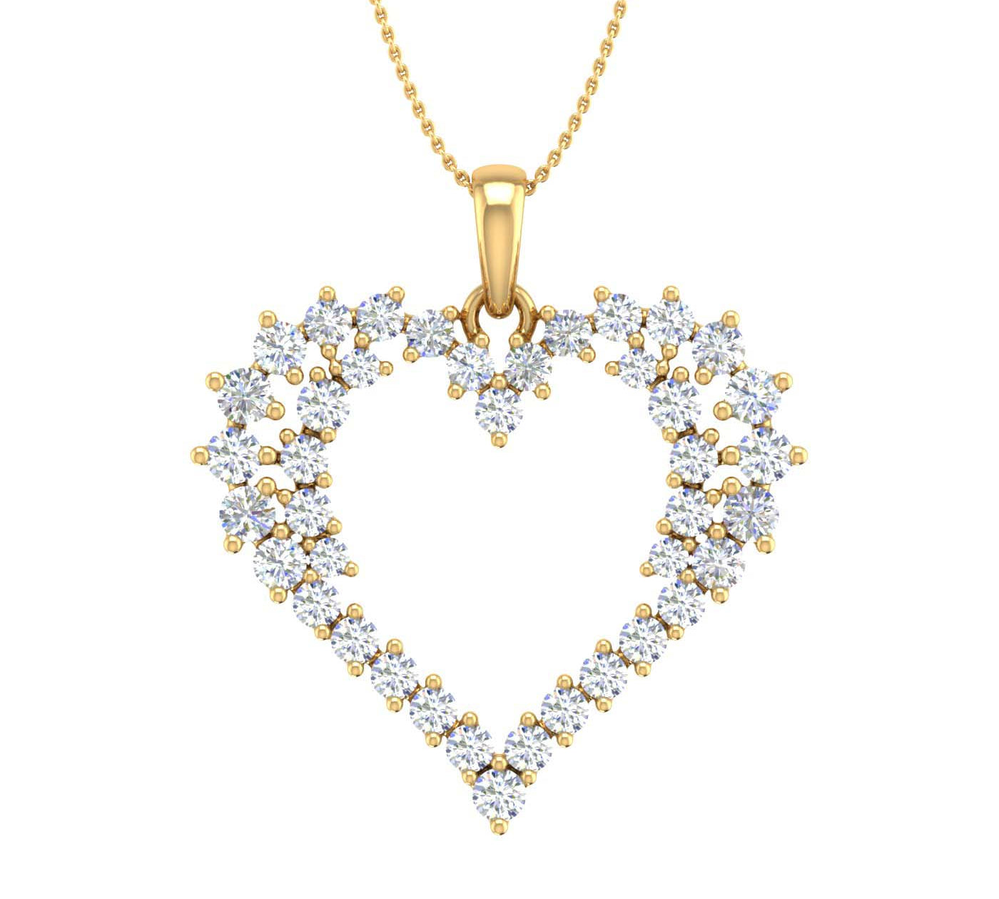1 Carat Diamond Heart Pendant Necklace in Gold (Silver Chain Included)