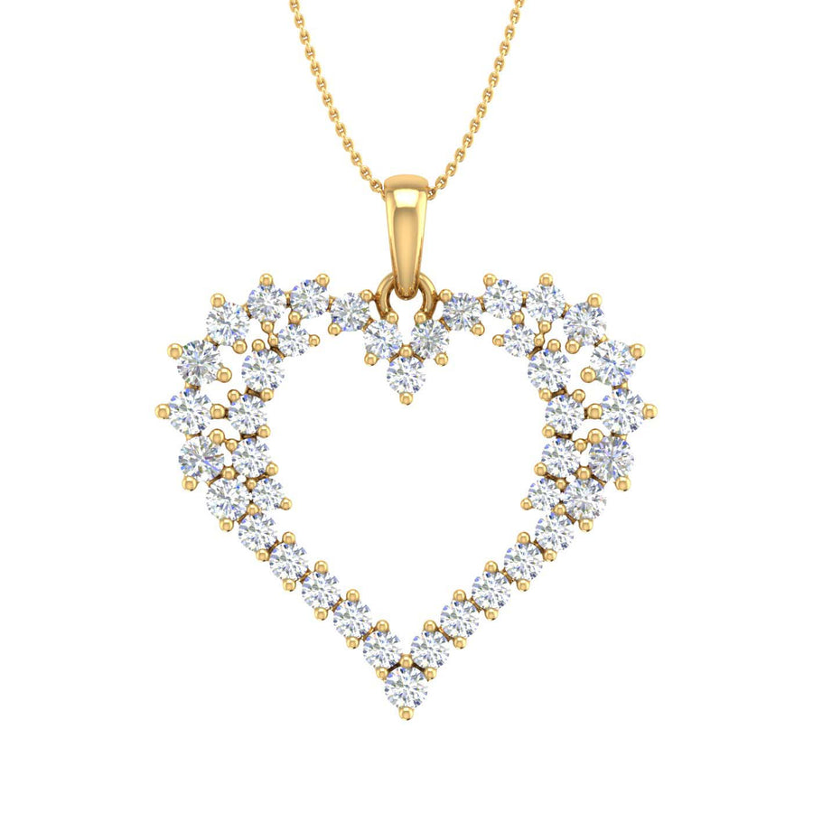 1 Carat Diamond Heart Pendant Necklace in Gold (Silver Chain Included)