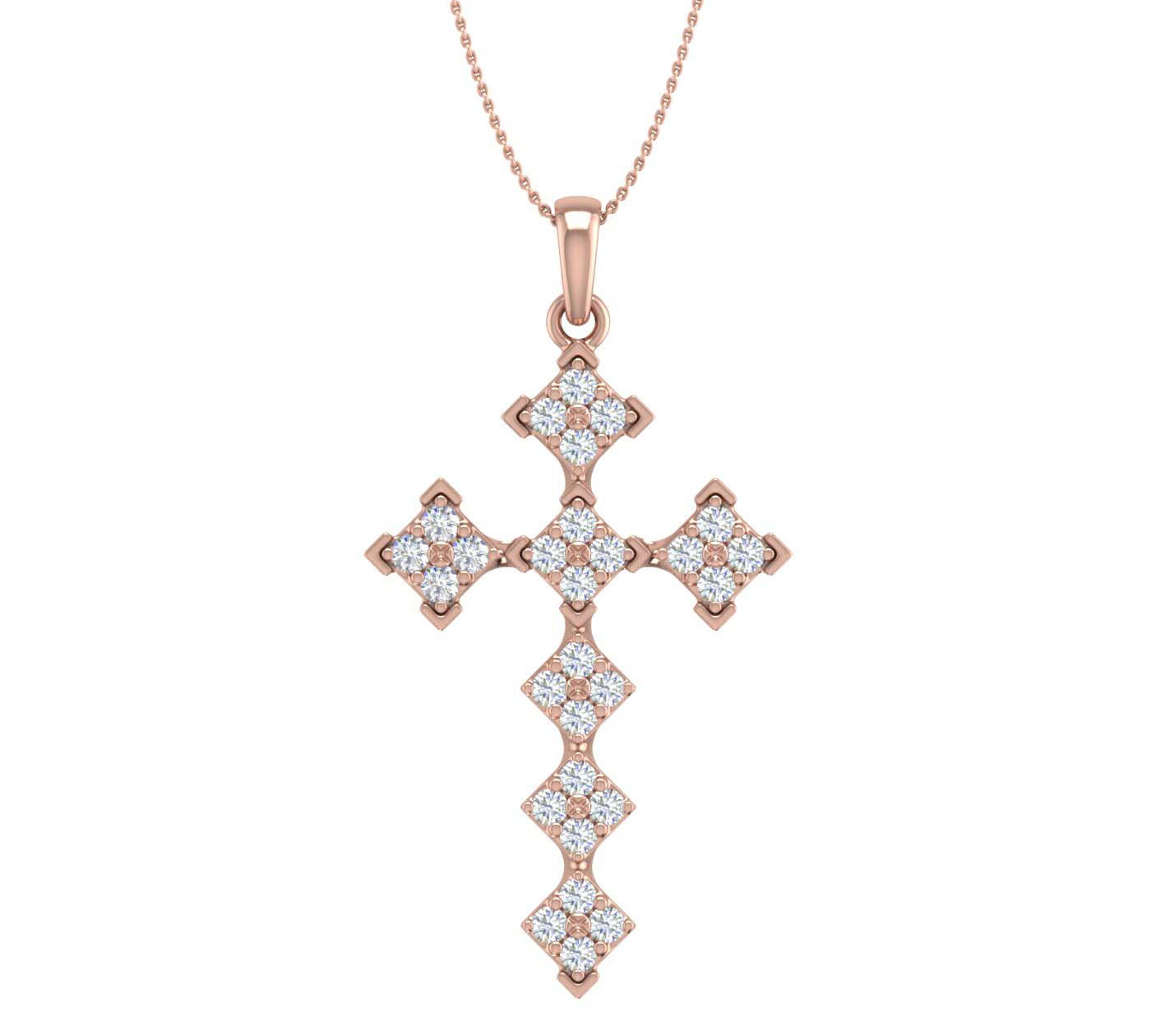 1/2 Carat Diamond Cross Pendant Necklace in Gold (Silver Chain Included)