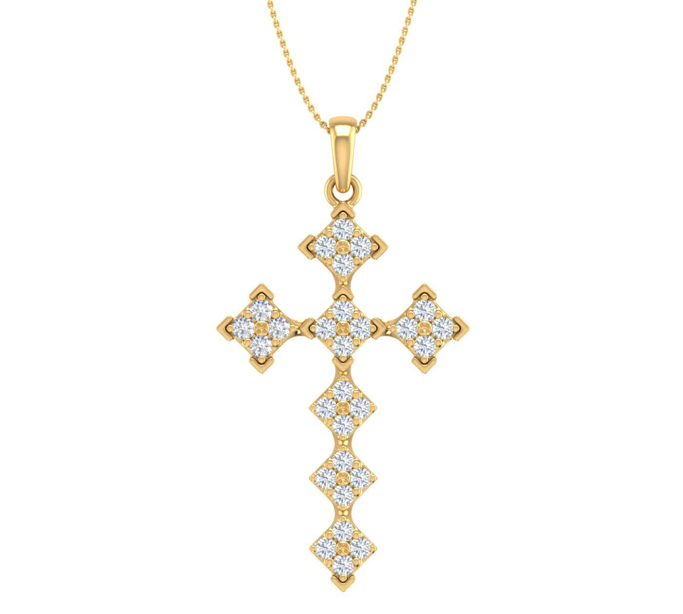 1/2 Carat Diamond Cross Pendant Necklace in Gold (Silver Chain Included)