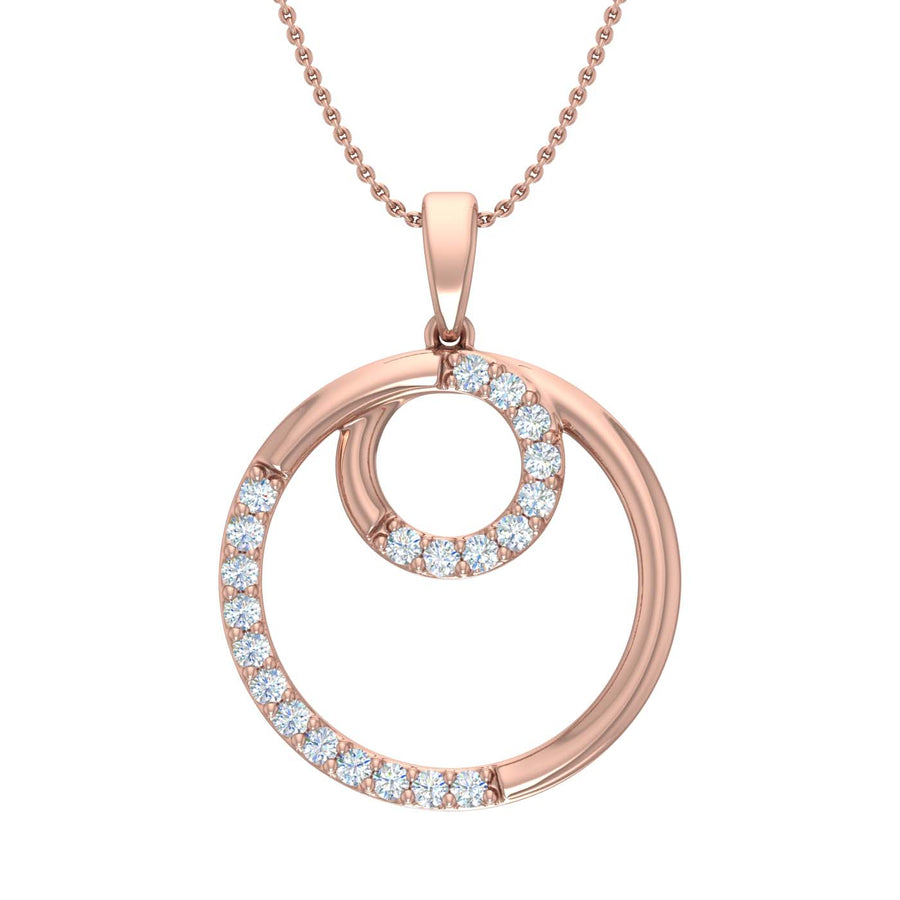 1/4 Carat Diamond Circle Pendant Necklace in Gold (Silver Cable Chain)