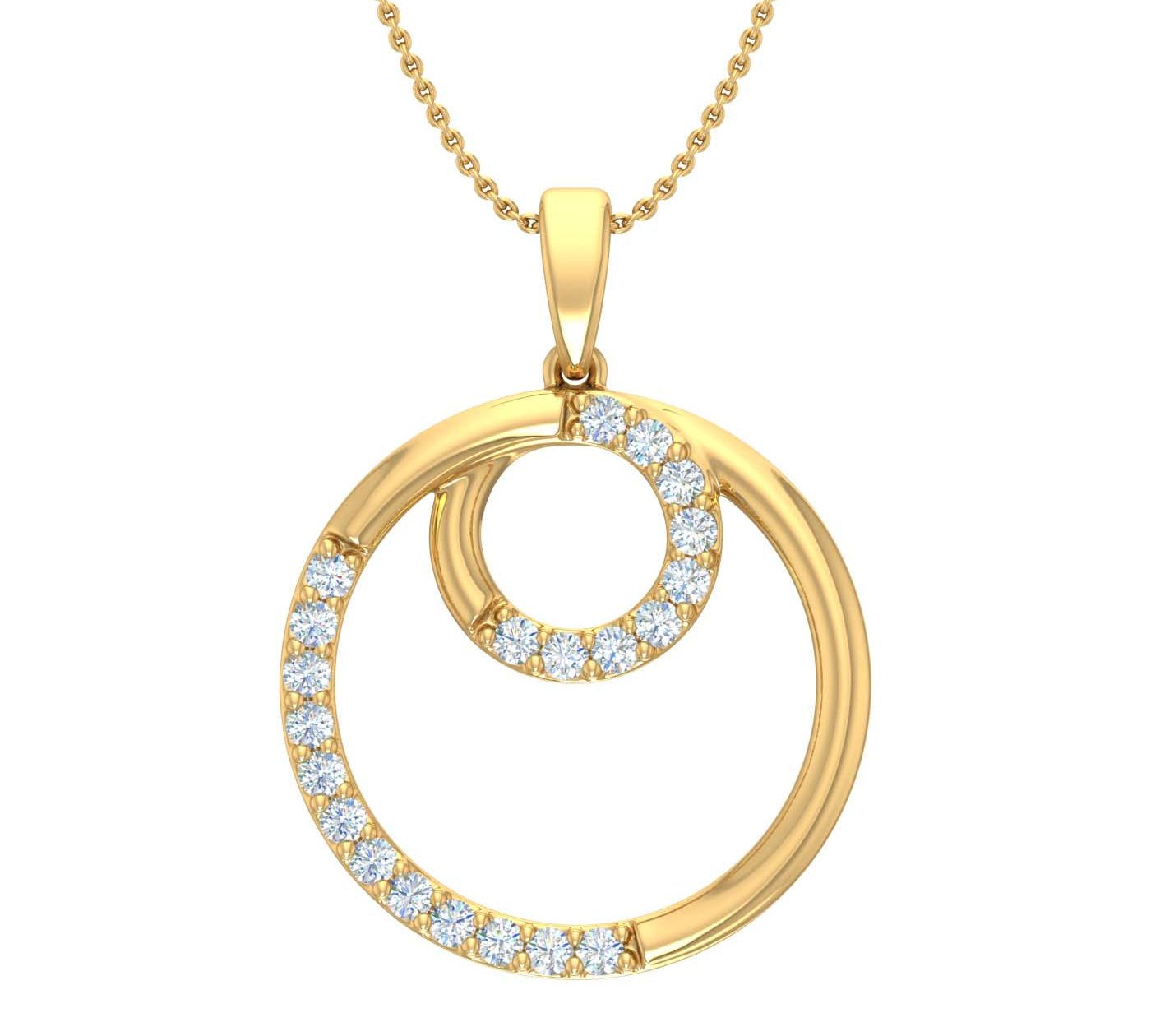 1/4 Carat Diamond Circle Pendant Necklace in Gold (Silver Cable Chain)