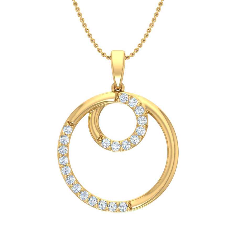 1/4 Carat Diamond Circle Pendant Necklace in Gold (Silver Cable Chain)