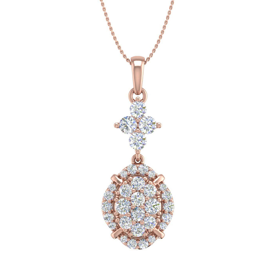 3/4 Carat Diamond Cluster Pendant Necklace in Gold (Silver Chain Included)