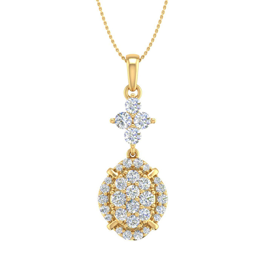 3/4 Carat Diamond Cluster Pendant Necklace in Gold (Silver Chain Included) - IGI Certified
