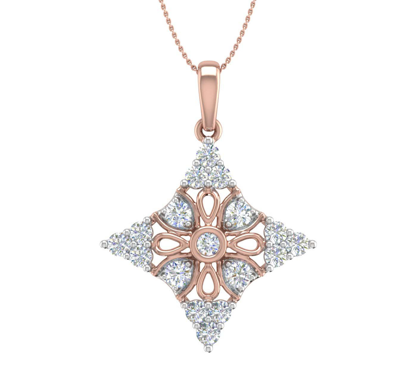 3/4 Carat Diamond Fashion Pendant Necklace in Gold (Silver Chain Included)