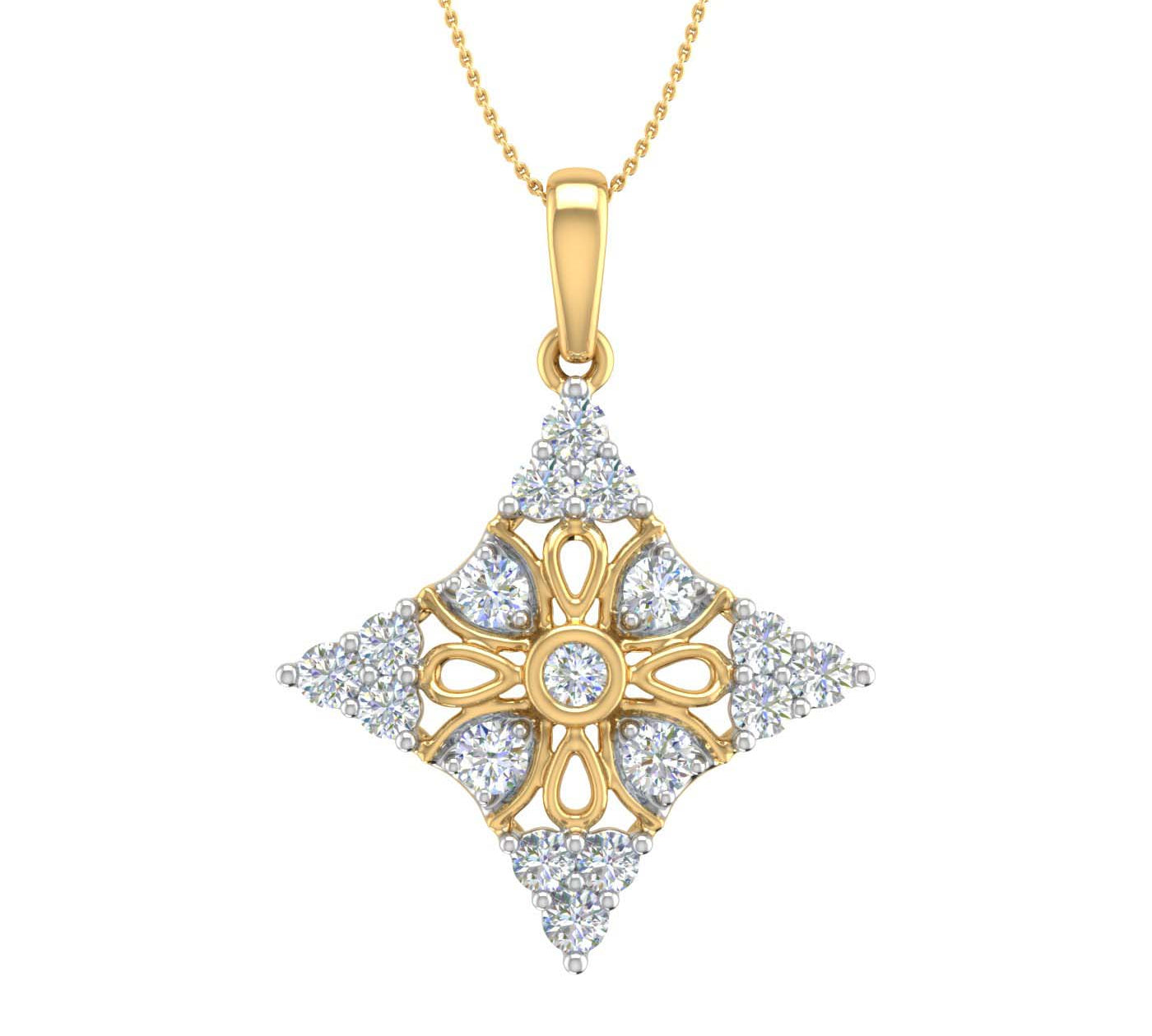 3/4 Carat Diamond Fashion Pendant Necklace in Gold (Silver Chain Included)