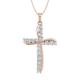 3/4 Carat Diamond Cross Pendant Necklace in Gold (Silver Chain Included)