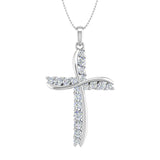 3/4 Carat Diamond Cross Pendant Necklace in Gold (Silver Chain Included)