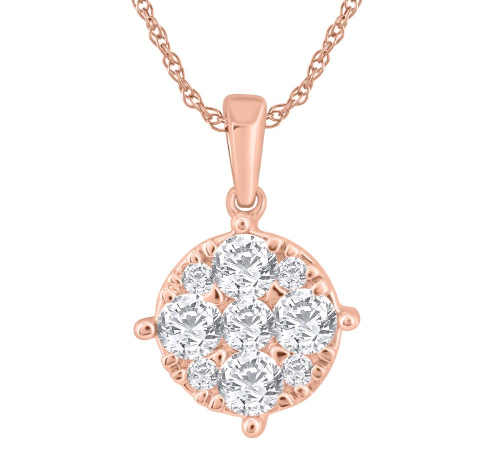 1/2 Carat Diamond Solitaire Pendant in Gold (Silver Chain Included)