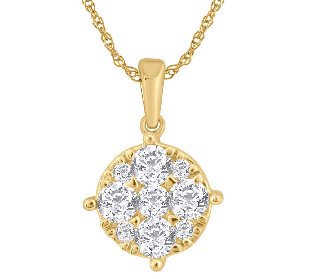 1/2 Carat Diamond Solitaire Pendant in Gold (Silver Chain Included)