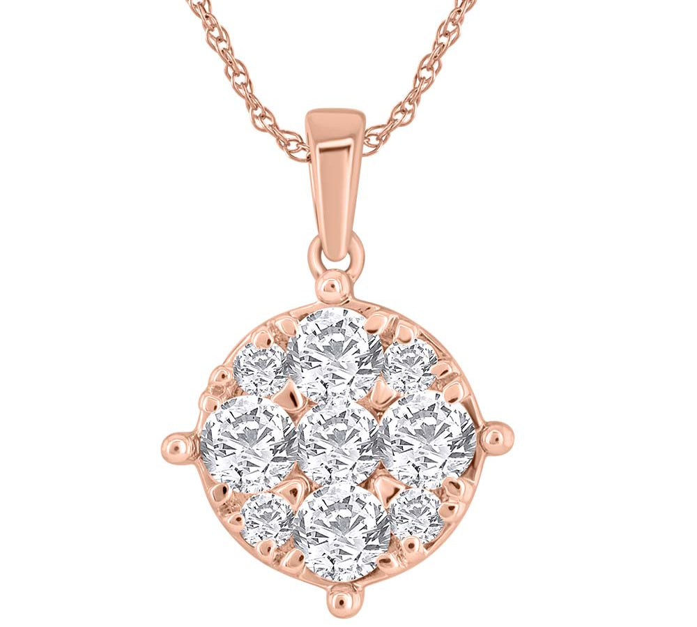 3/4 Carat Diamond Solitaire Pendant in Gold (Silver Chain Included)