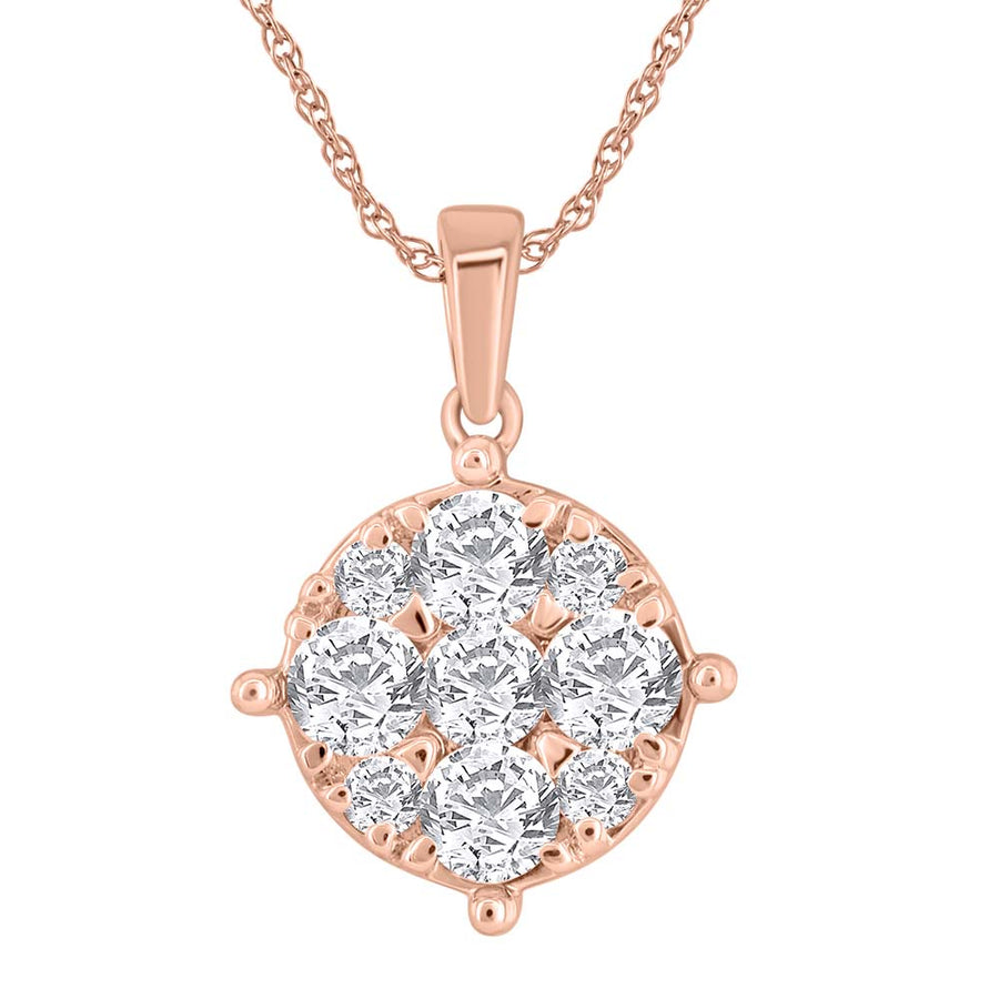 3/4 Carat Diamond Solitaire Pendant in Gold (Silver Chain Included)
